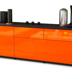 Lowboard Annabell | Korpus Anthrazit | Front in Hochglanz Orange | 136x49x35cm (BxHxT)
