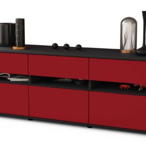 Lowboard Annalena | Korpus Anthrazit | Front in Bordeaux | 136x49x35cm (BxHxT)