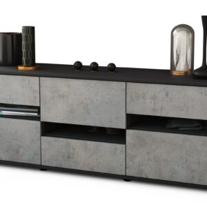 Lowboard Annalisa | Korpus Anthrazit | Front in Beton Optik | 136x49x35cm (BxHxT)