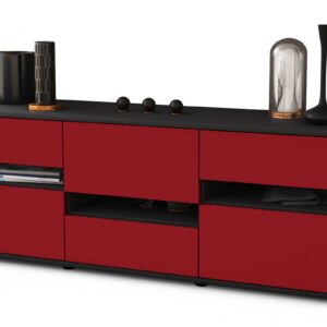 Lowboard Annalisa | Korpus Anthrazit | Front in Bordeaux | 136x49x35cm (BxHxT)