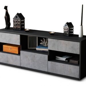 Lowboard Annunziata | Korpus Anthrazit | Front in Beton Optik | 136x49x35cm (BxHxT)
