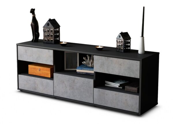 Lowboard Annunziata | Korpus Anthrazit | Front in Beton Optik | 136x49x35cm (BxHxT)