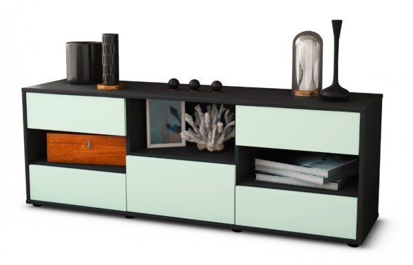 Lowboard Annunziata | Korpus Anthrazit | Front in Mint | 136x49x35cm (BxHxT)