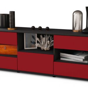 Lowboard Annunziata | Korpus Anthrazit | Front in Bordeaux | 136x49x35cm (BxHxT)