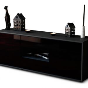Lowboard Antonella | Korpus Anthrazit | Front in Hochglanz Schwarz | 136x49x35cm (BxHxT)