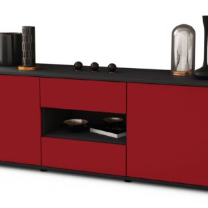 Lowboard Antonella | Korpus Anthrazit | Front in Bordeaux | 136x49x35cm (BxHxT)