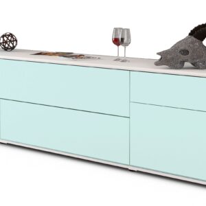 Lowboard Bibiane | Korpus Weiß | Front in Mint | 180x49x35cm (BxHxT)