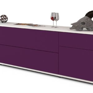 Lowboard Bibiane | Korpus Weiß | Front in Lila | 180x49x35cm (BxHxT)