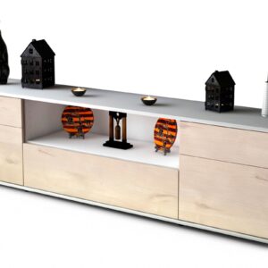 Lowboard Biggi | Korpus Weiß | Front in Zeder Holz Optik | 180x49x35cm (BxHxT)