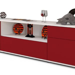 Lowboard Biggi | Korpus Weiß | Front in Bordeaux | 180x49x35cm (BxHxT)
