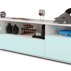 Lowboard Bionda | Korpus Weiß | Front in Mint | 180x49x35cm (BxHxT)