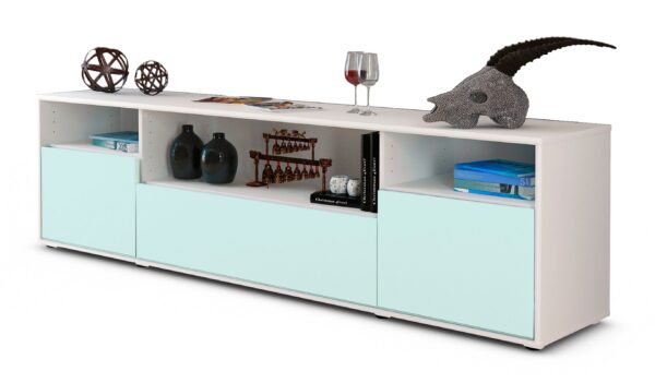 Lowboard Bionda | Korpus Weiß | Front in Mint | 180x49x35cm (BxHxT)