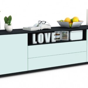Lowboard Armanda | Korpus Anthrazit | Front in Mint | 180x49x35cm (BxHxT)