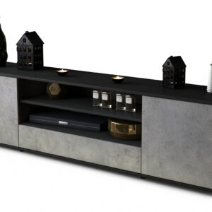 Lowboard Armida | Korpus Anthrazit | Front in Beton Optik | 180x49x35cm (BxHxT)