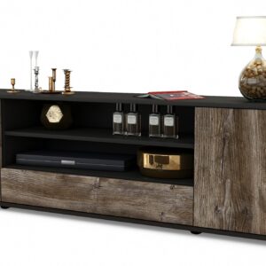 Lowboard Armida | Korpus Anthrazit | Front in Treibholz Holz Optik | 180x49x35cm (BxHxT)