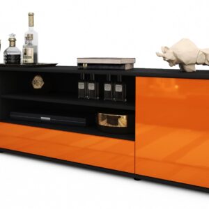 Lowboard Armida | Korpus Anthrazit | Front in Hochglanz Orange | 180x49x35cm (BxHxT)