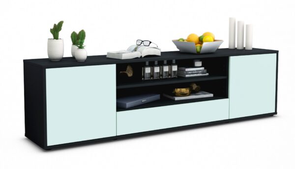 Lowboard Armida | Korpus Anthrazit | Front in Mint | 180x49x35cm (BxHxT)