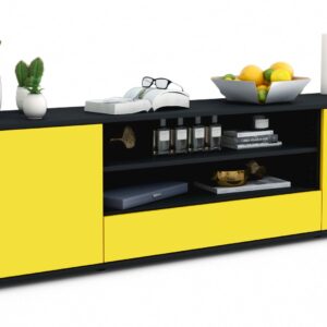 Lowboard Armida | Korpus Anthrazit | Front in Gelb | 180x49x35cm (BxHxT)