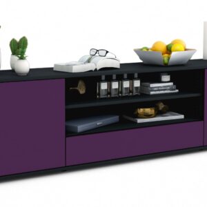 Lowboard Armida | Korpus Anthrazit | Front in Lila | 180x49x35cm (BxHxT)