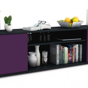 Lowboard Asia | Korpus Anthrazit | Front in Lila | 180x49x35cm (BxHxT)
