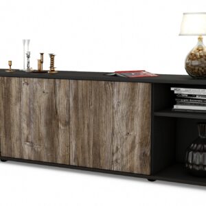 Lowboard Asimo | Korpus Anthrazit | Front in Treibholz Holz Optik | 180x49x35cm (BxHxT)