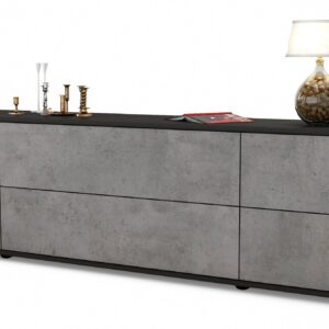Lowboard Assunta | Korpus Anthrazit | Front in Beton Optik | 180x49x35cm (BxHxT)