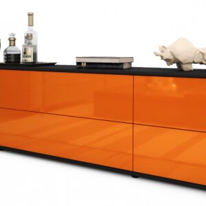 Lowboard Assunta | Korpus Anthrazit | Front in Hochglanz Orange | 180x49x35cm (BxHxT)