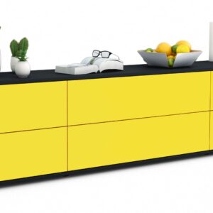 Lowboard Assunta | Korpus Anthrazit | Front in Gelb | 180x49x35cm (BxHxT)