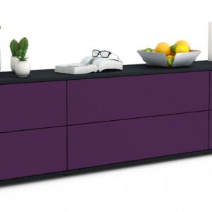 Lowboard Assunta | Korpus Anthrazit | Front in Lila | 180x49x35cm (BxHxT)
