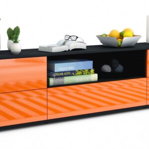 Lowboard Atlanta | Korpus Anthrazit | Front in Hochglanz Orange | 180x49x35cm (BxHxT)