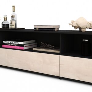 Lowboard Aurelia | Korpus Anthrazit | Front in Zeder Holz Optik | 180x49x35cm (BxHxT)