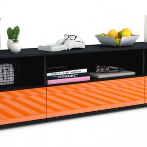 Lowboard Aurelia | Korpus Anthrazit | Front in Hochglanz Orange | 180x49x35cm (BxHxT)