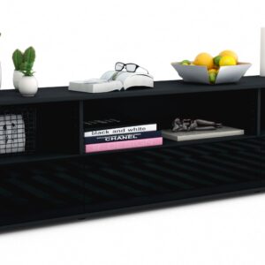 Lowboard Aurelia | Korpus Anthrazit | Front in Hochglanz Schwarz | 180x49x35cm (BxHxT)