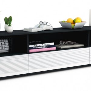 Lowboard Aurelia | Korpus Anthrazit | Front in Hochglanz Weiß | 180x49x35cm (BxHxT)