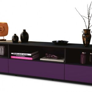 Lowboard Aurelia | Korpus Anthrazit | Front in Lila | 180x49x35cm (BxHxT)