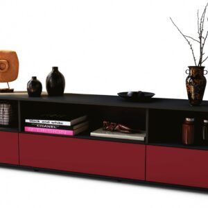 Lowboard Aurelia | Korpus Anthrazit | Front in Bordeaux | 180x49x35cm (BxHxT)