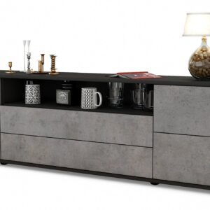 Lowboard Aurora | Korpus Anthrazit | Front in Beton Optik | 180x49x35cm (BxHxT)