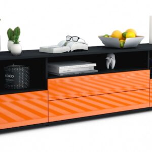 Lowboard Azula | Korpus Anthrazit | Front in Hochglanz Orange | 180x49x35cm (BxHxT)