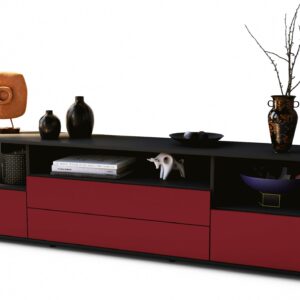 Lowboard Azula | Korpus Anthrazit | Front in Bordeaux | 180x49x35cm (BxHxT)