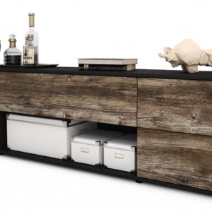 Lowboard Babetta | Korpus Anthrazit | Front in Treibholz Holz Optik | 180x49x35cm (BxHxT)
