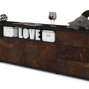 Lowboard Beatrice | Korpus Anthrazit | Front in Rost Optik | 180x49x35cm (BxHxT)