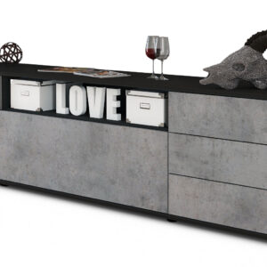 Lowboard Beatrice | Korpus Anthrazit | Front in Beton Optik | 180x49x35cm (BxHxT)