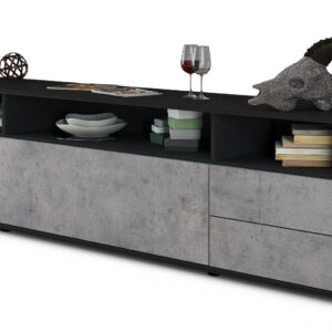 Lowboard Bella | Korpus Anthrazit | Front in Beton Optik | 180x49x35cm (BxHxT)