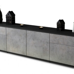 Lowboard Benedetta | Korpus Anthrazit | Front in Beton Optik | 180x49x35cm (BxHxT)