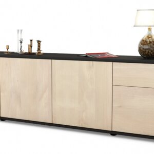 Lowboard Benedetta | Korpus Anthrazit | Front in Zeder Holz Optik | 180x49x35cm (BxHxT)