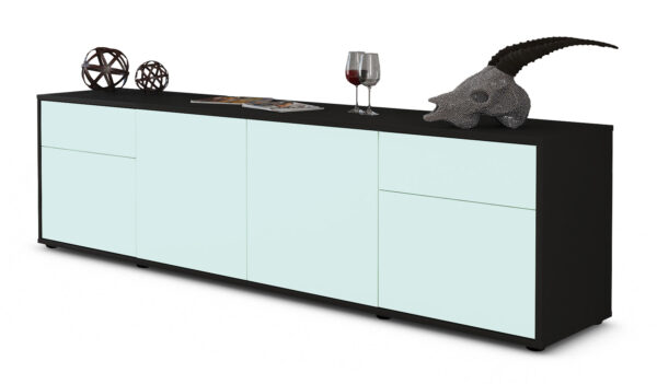 Lowboard Benedetta | Korpus Anthrazit | Front in Mint | 180x49x35cm (BxHxT)