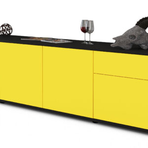 Lowboard Benedetta | Korpus Anthrazit | Front in Gelb | 180x49x35cm (BxHxT)