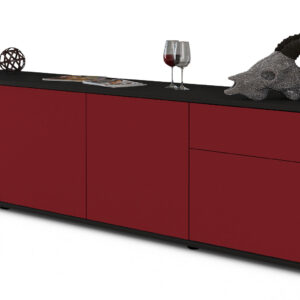 Lowboard Benedetta | Korpus Anthrazit | Front in Bordeaux | 180x49x35cm (BxHxT)