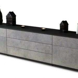 Lowboard Benita | Korpus Anthrazit | Front in Beton Optik | 180x49x35cm (BxHxT)