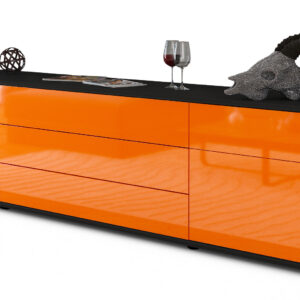 Lowboard Benita | Korpus Anthrazit | Front in Hochglanz Orange | 180x49x35cm (BxHxT)
